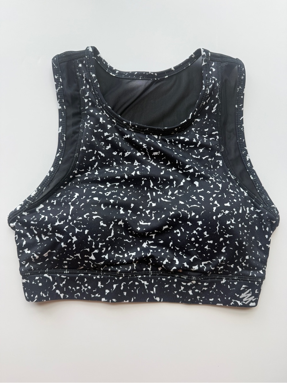 Nicole Miller Black and White Patterned Active Bra